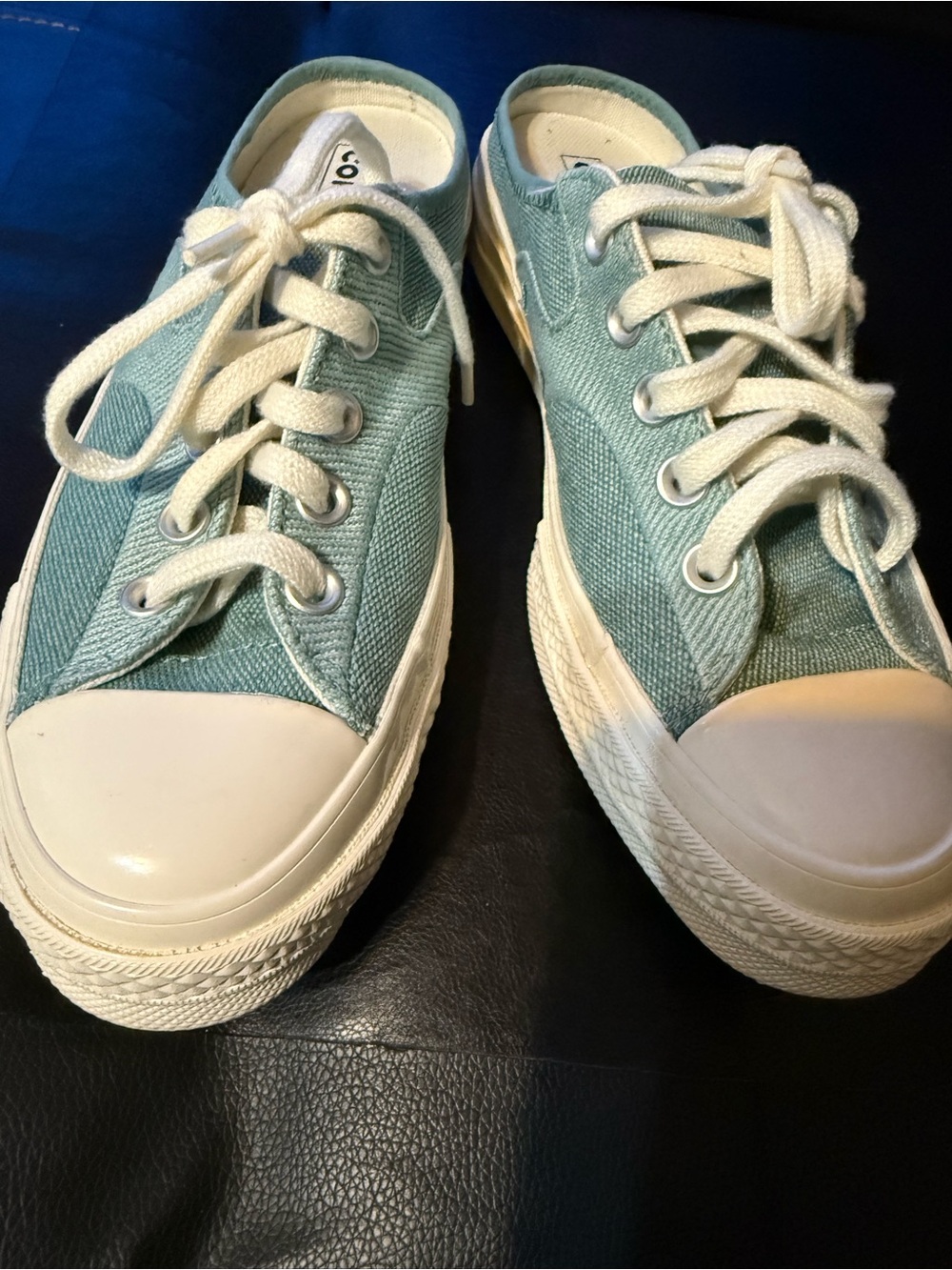 Converse Low-Top Sneakers in Light Teal and White